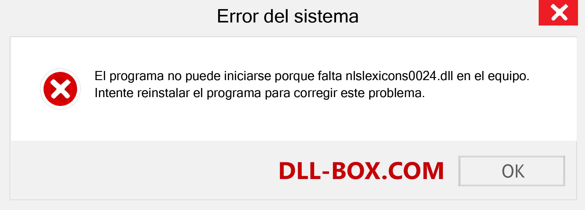 ¿Falta el archivo nlslexicons0024.dll ?. Descargar para Windows 7, 8, 10 - Corregir nlslexicons0024 dll Missing Error en Windows, fotos, imágenes