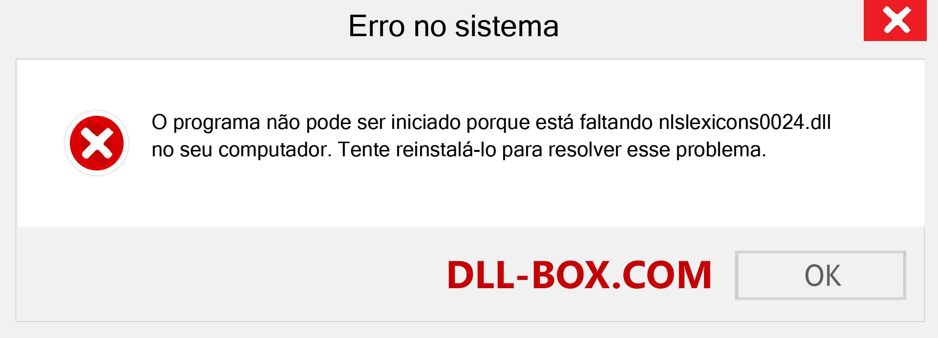 Arquivo nlslexicons0024.dll ausente ?. Download para Windows 7, 8, 10 - Correção de erro ausente nlslexicons0024 dll no Windows, fotos, imagens